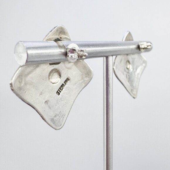 VTG Sterling Silver 925 Textured Sun Design Stud Earrings Size 1" Length - Picture 4 of 10